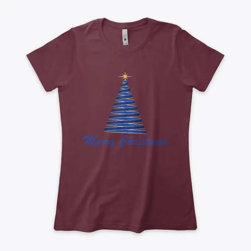 Merry Christmas Ribbon Tree Blue