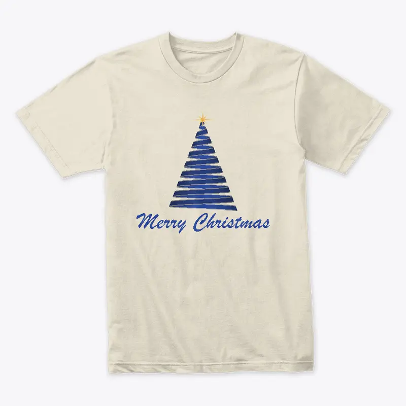 Merry Christmas Ribbon Tree Blue