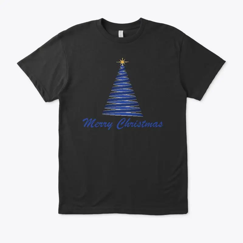 Merry Christmas Ribbon Tree Blue