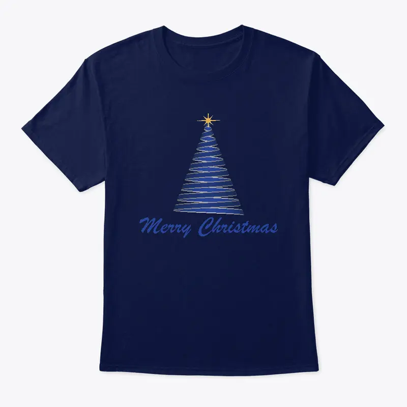 Merry Christmas Ribbon Tree Blue