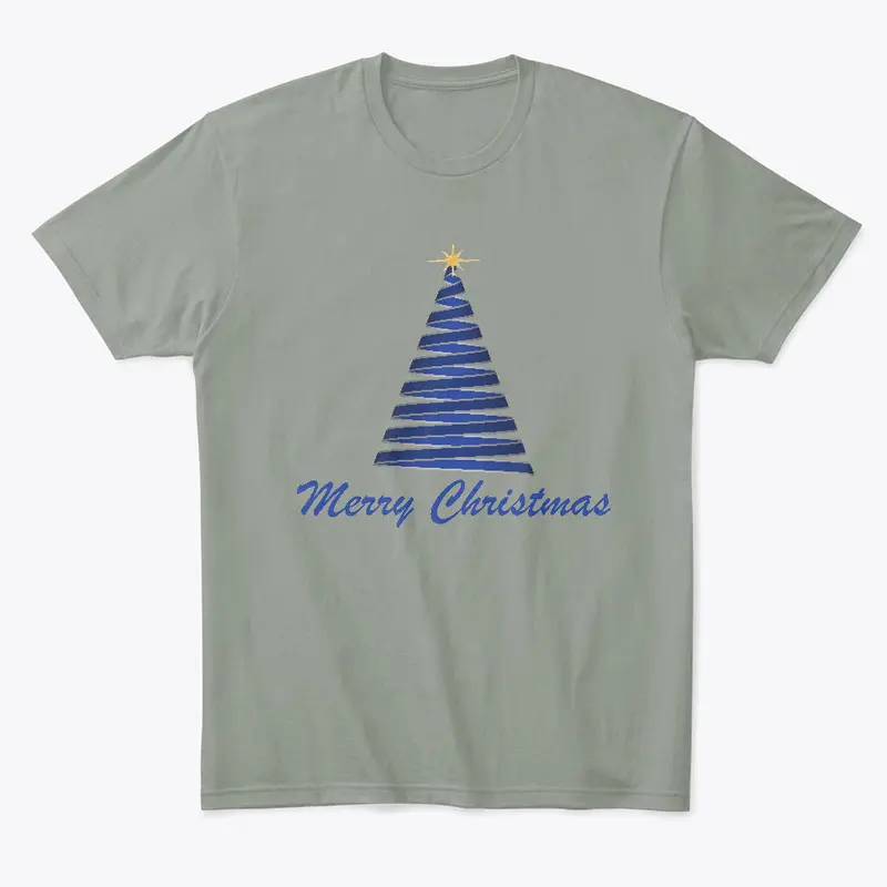 Merry Christmas Ribbon Tree Blue