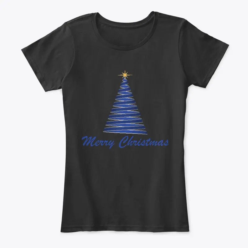 Merry Christmas Ribbon Tree Blue