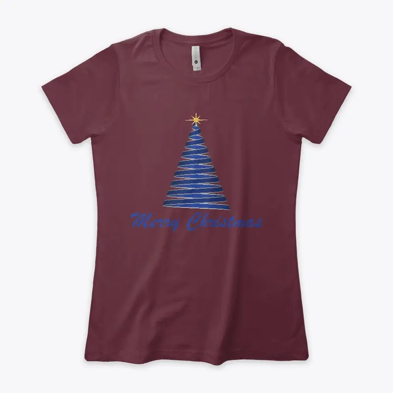 Merry Christmas Ribbon Tree Blue