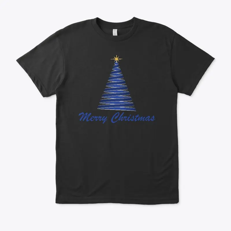 Merry Christmas Ribbon Tree Blue