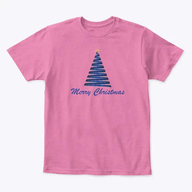 Merry Christmas Ribbon Tree Blue