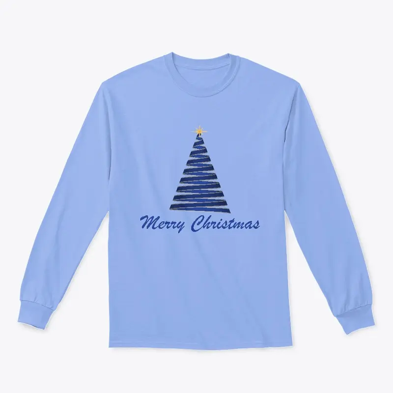 Merry Christmas Ribbon Tree Blue