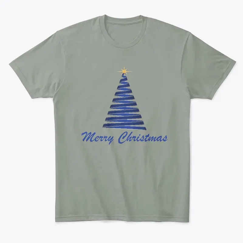 Merry Christmas Ribbon Tree Blue