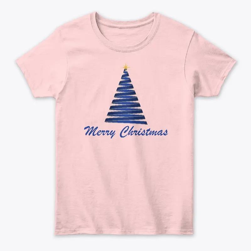 Merry Christmas Ribbon Tree Blue